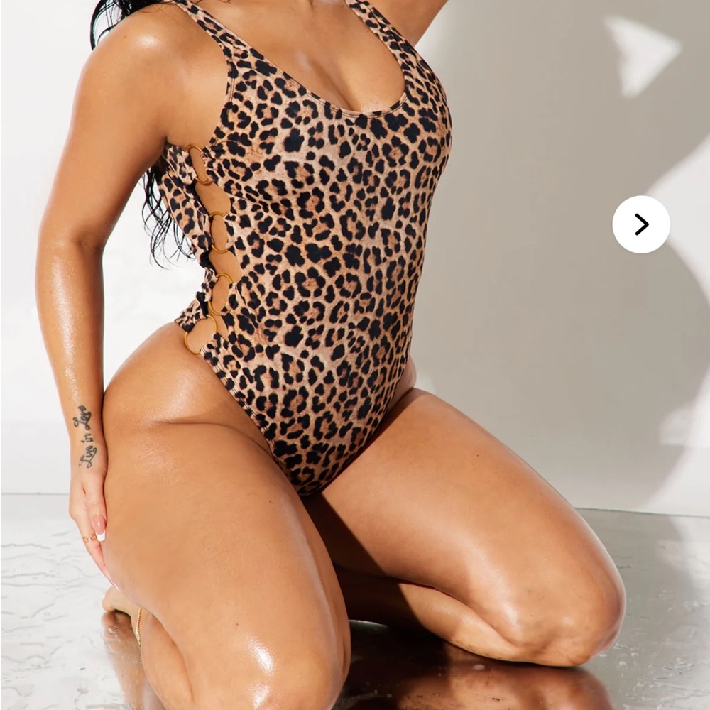 Fashion Nova Leopard Print One Piece Swimsuit